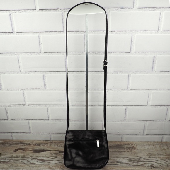 Florence Black leather crossbody bag silver lock - Picture 8 of 8